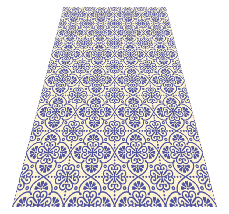Blue floral Moroccan  ethnic rug - TenStickers