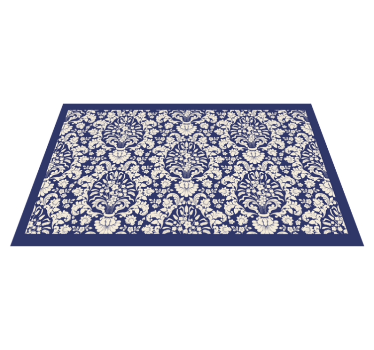 elegant ornaments dark blue modern vinyl  rug - TenStickers