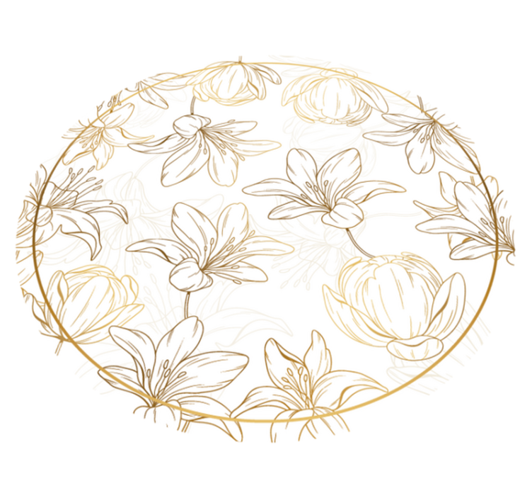 golden flowers floral rug - TenStickers