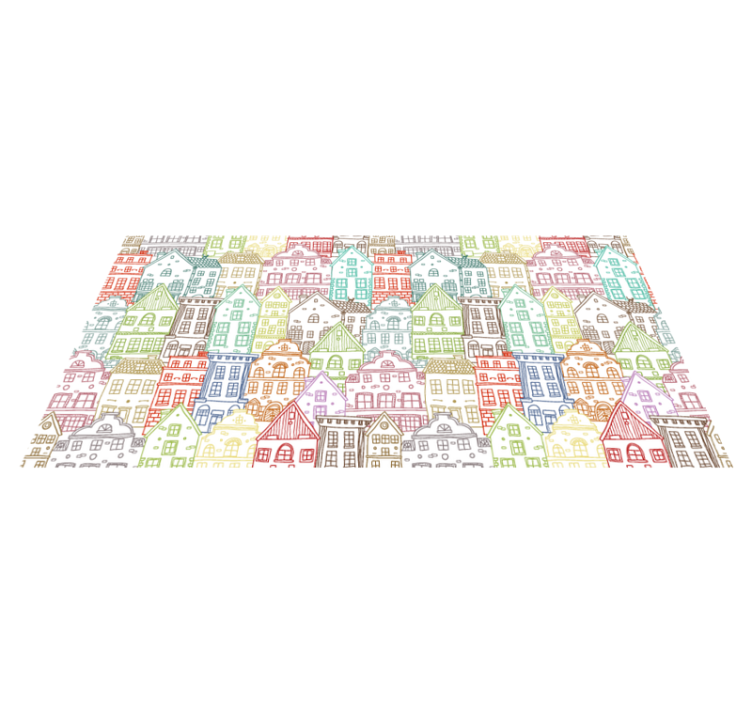 Colorful Townscape kids vinyl rug - TenStickers