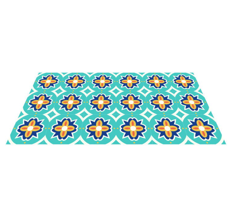 Floral Mosaic Pattern tile vinyl rug - TenStickers