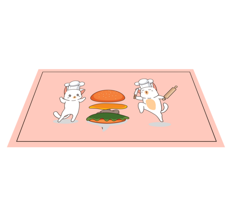 Cheerful Kitchen Companions kids vinyl rug - TenStickers