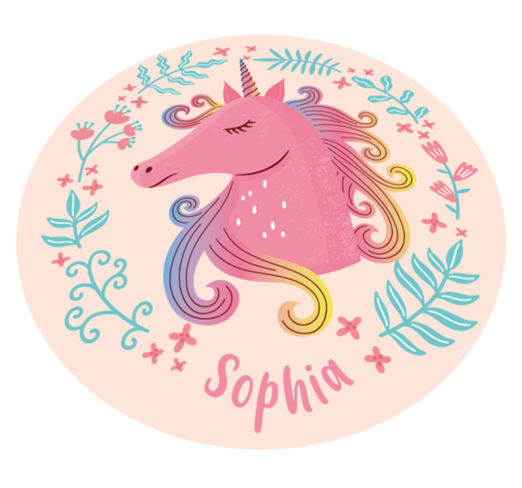 sweety unicorn with personalised name girl rug - TenStickers