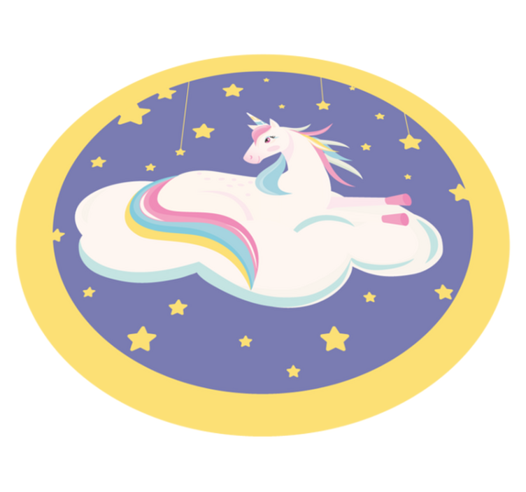 unicorn laying down on a cloud animal rug - TenStickers