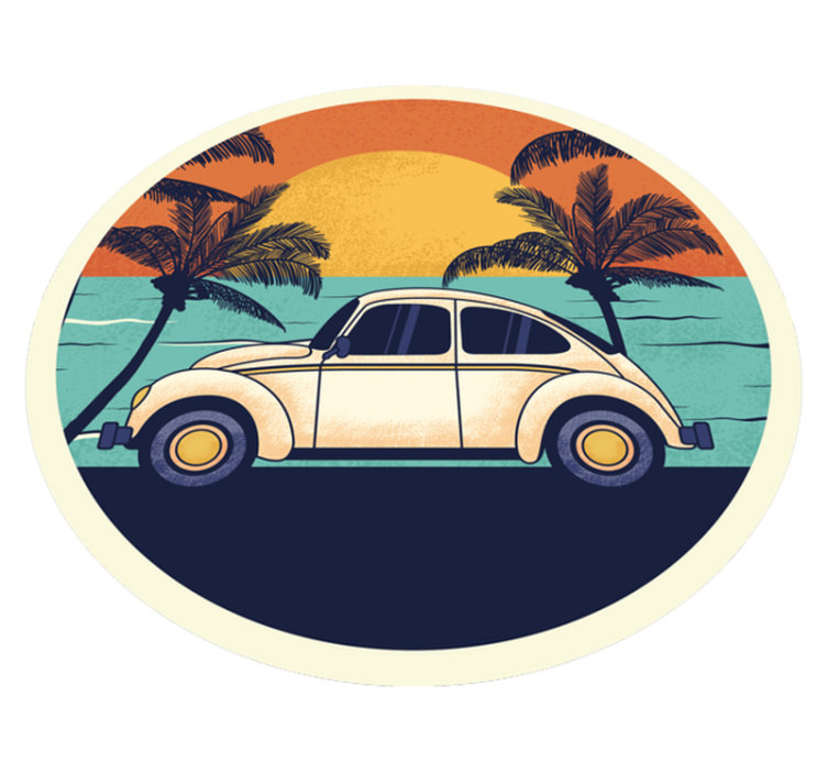 Retro Car Scenery vintage vinyl rug - TenStickers