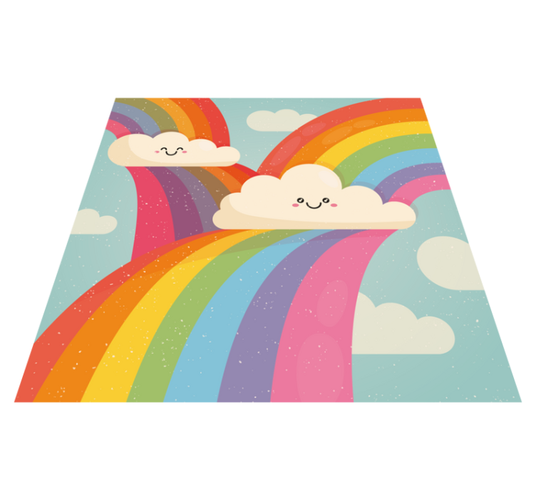 Rainbow in clouds kids vinyl rug - TenStickers