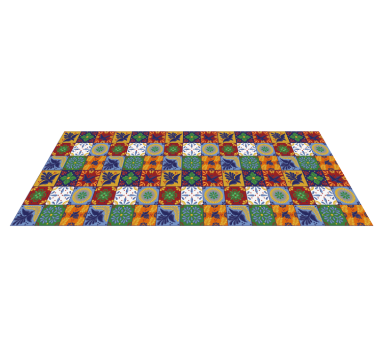 Colorful Mexican tile pattern kitchen vinyl rug - TenStickers