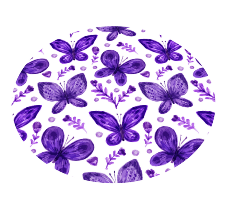 Butterfly Circle Pattern floral vinyl rug - TenStickers