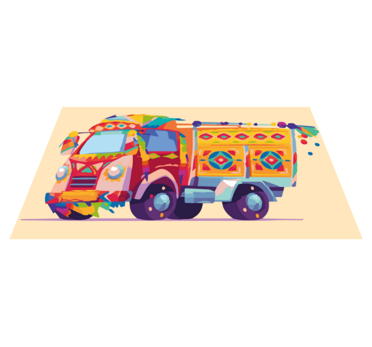 Colorful Truck Illustration kids vinyl rug - TenStickers