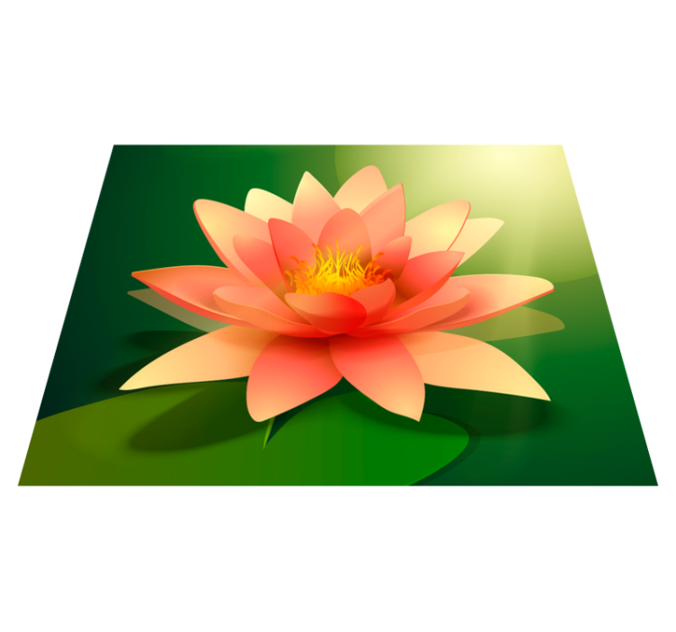 Lotus with shadow floral vinyl rug - TenStickers