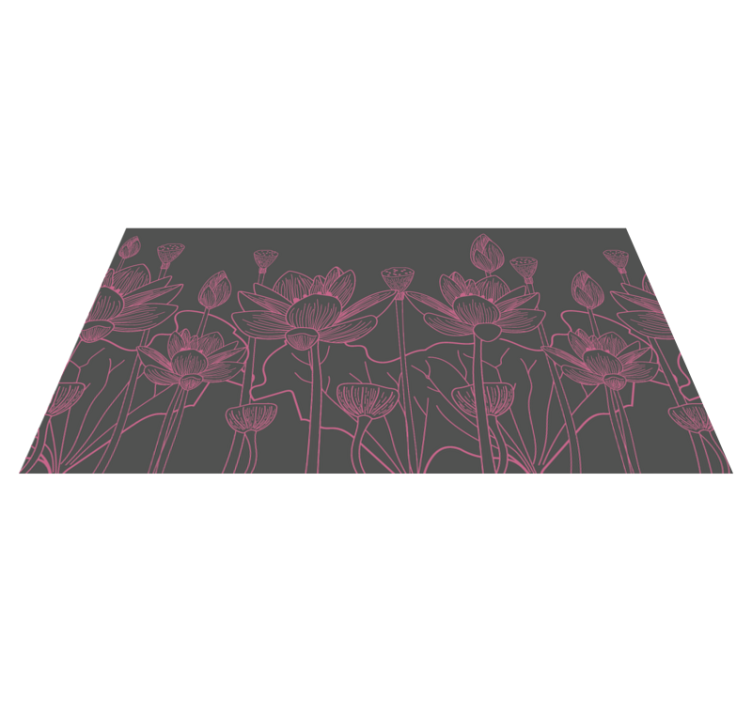 Floral Contour Sketch floral vinyl rug - TenStickers