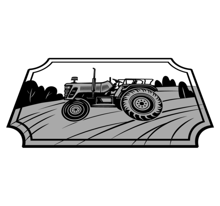 Monochrome Tractor kids vinyl rug - TenStickers