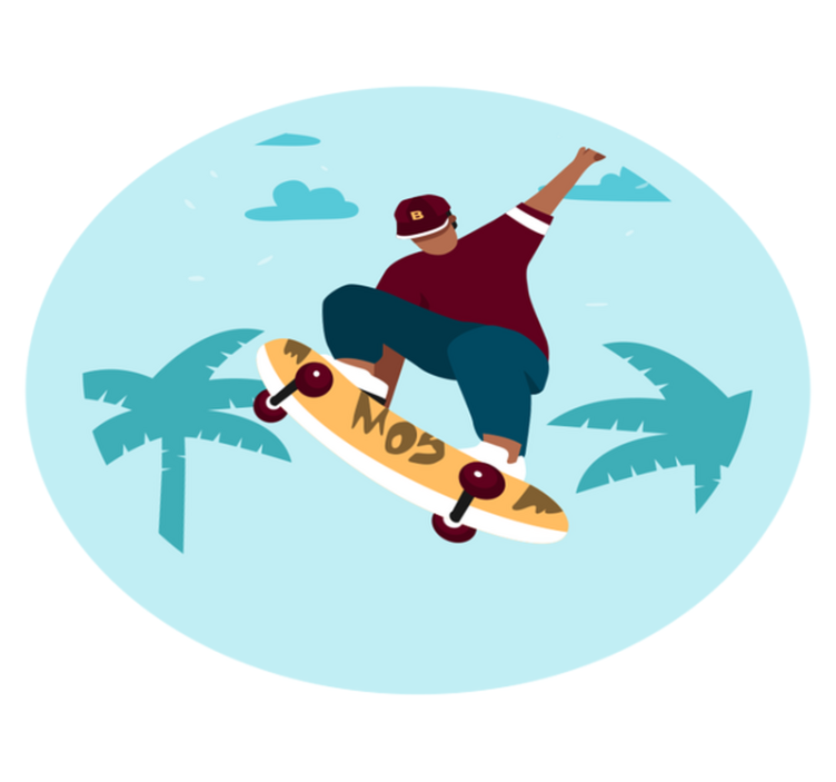 Skateboarding Illustration teen vinyl rug - TenStickers