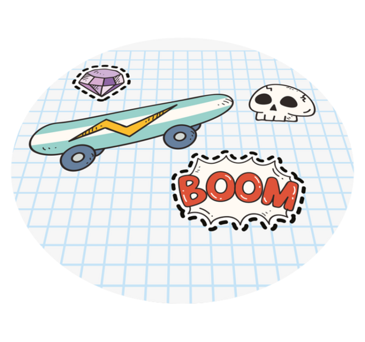 Skateboard Comic Illustration kids vinyl rug - TenStickers