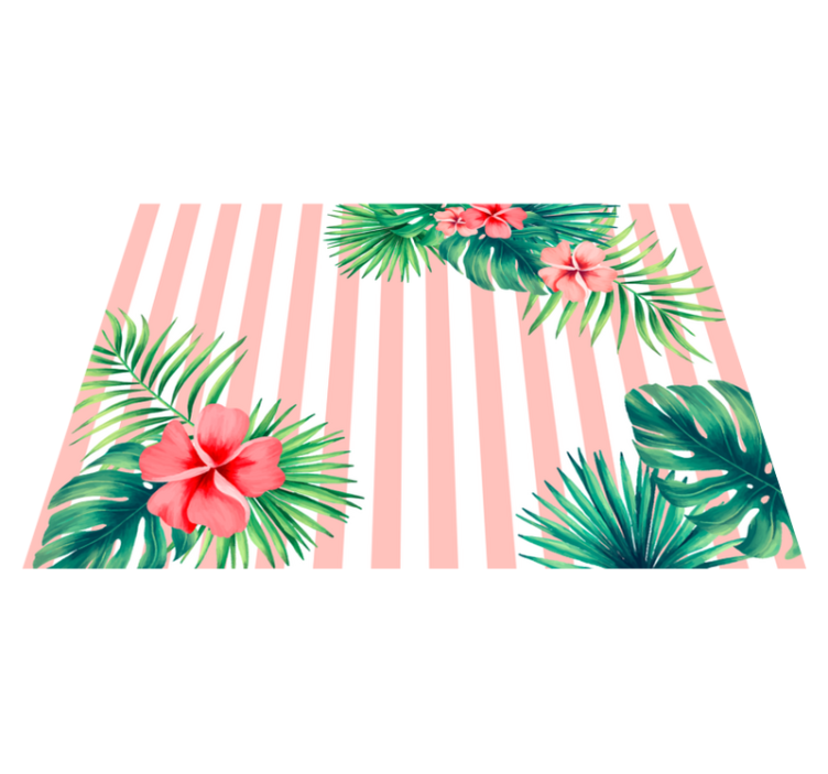 Tropical leaves with stripes floral rug - TenStickers