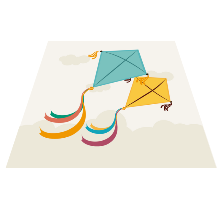 Flying Kites Illustration kids vinyl rug - TenStickers