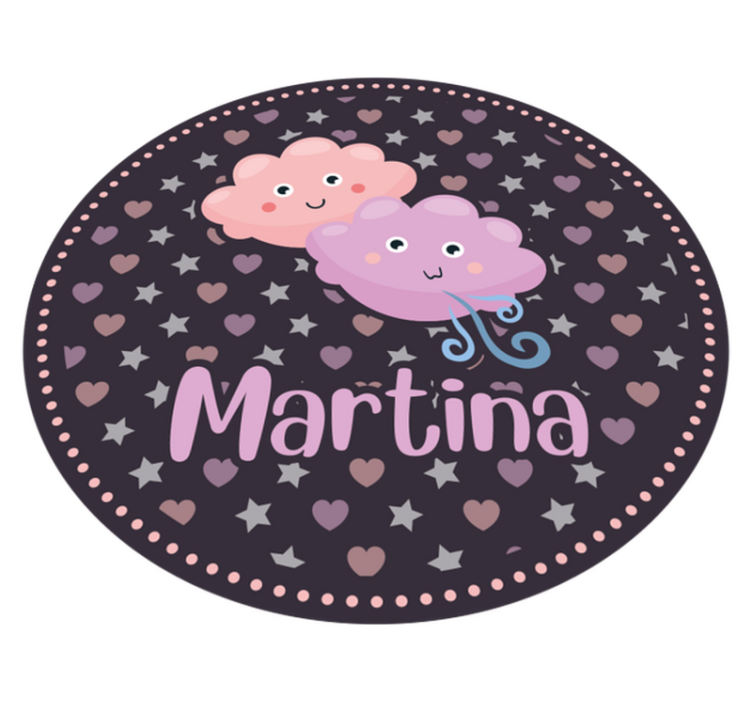Purple clouds with name kids vinyl rug - TenStickers