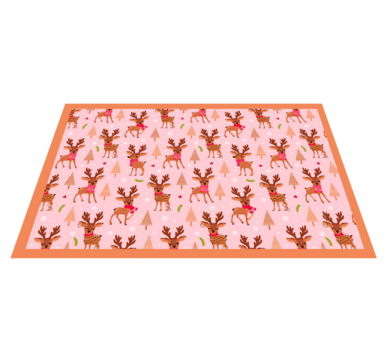 Reindeer pink theme Christmas vinyl rug - TenStickers