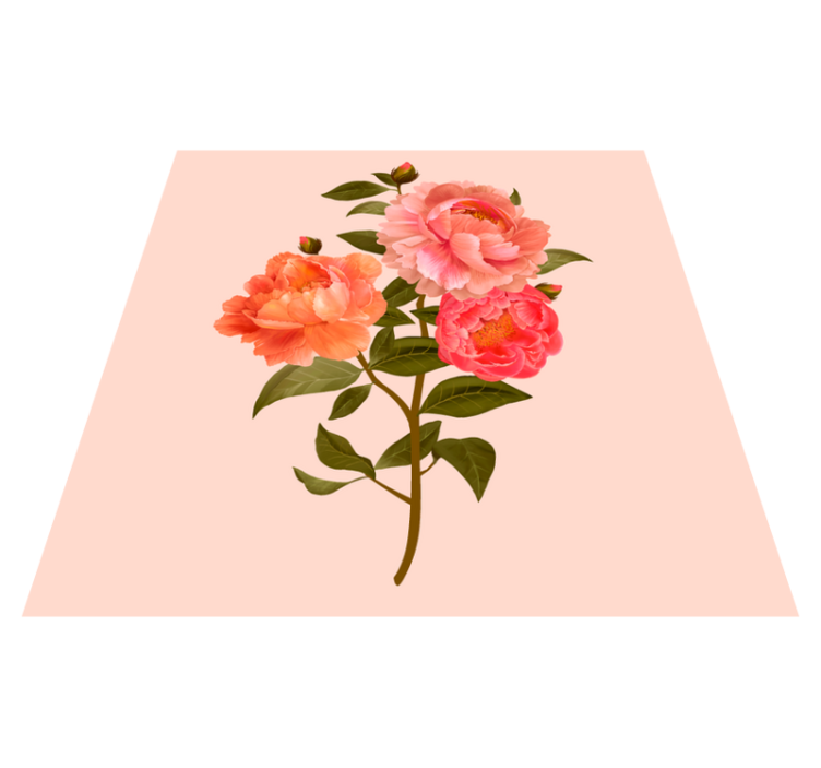 Peony arrangement floral vinyl rug - TenStickers