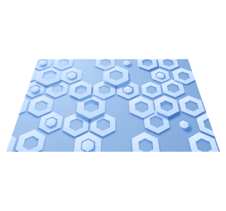 Blue 3D hexagons kitchen floor tiles - TenStickers
