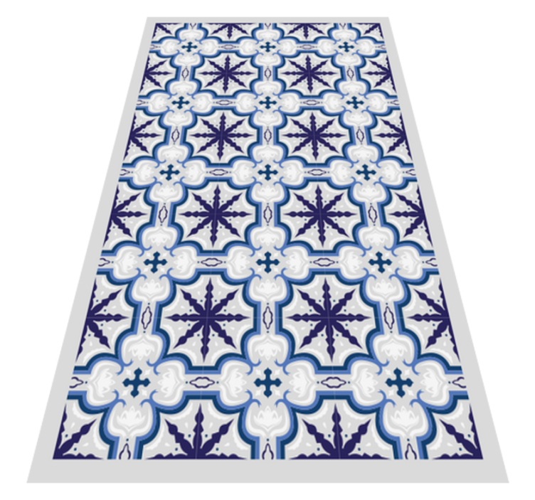 Intricate Blue Pattern tile vinyl rug - TenStickers