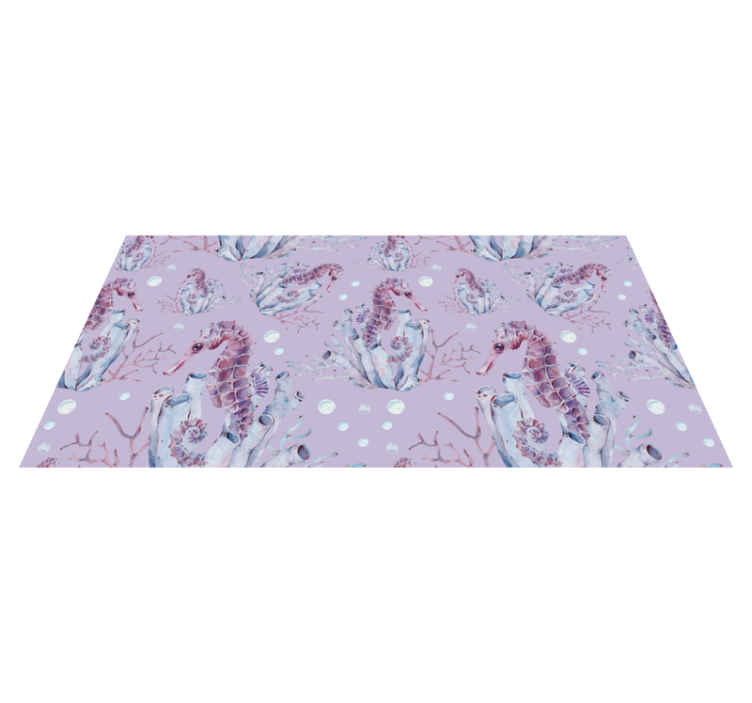 Seahorse coral design bathroom vinyl rug - TenStickers