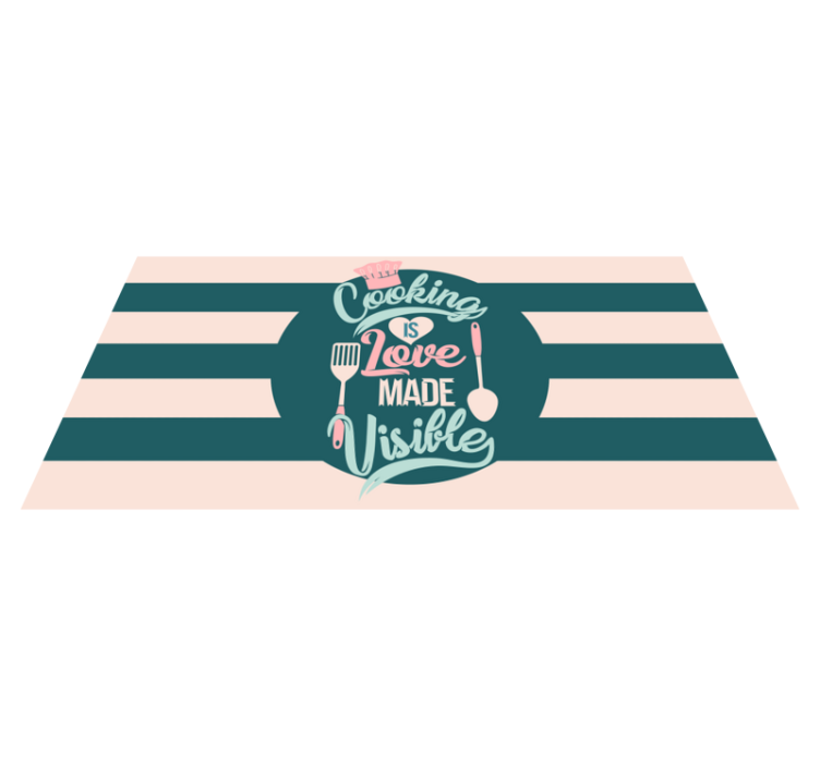 Cooking is love visible kitchen vinyl rug - TenStickers