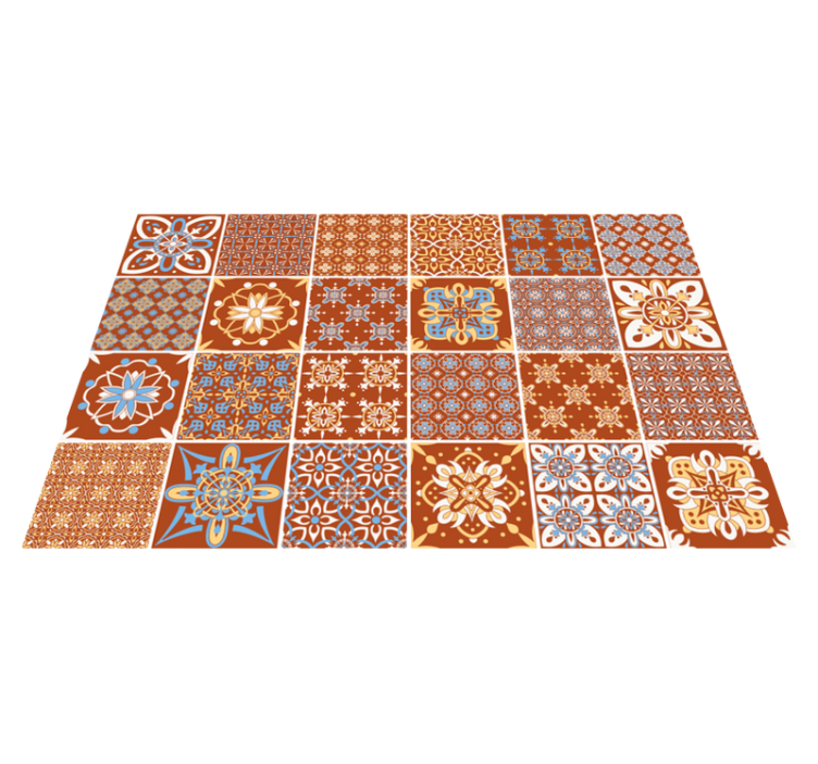 Orange mosaic tile vinyl rug - TenStickers