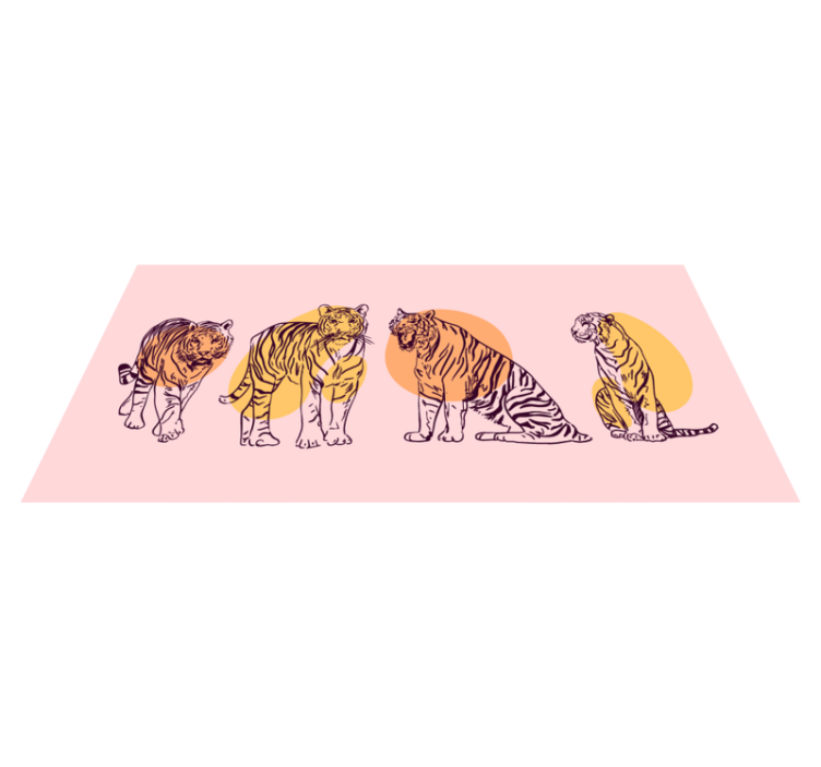 Framed tiger illustration animal vinyl rug - TenStickers