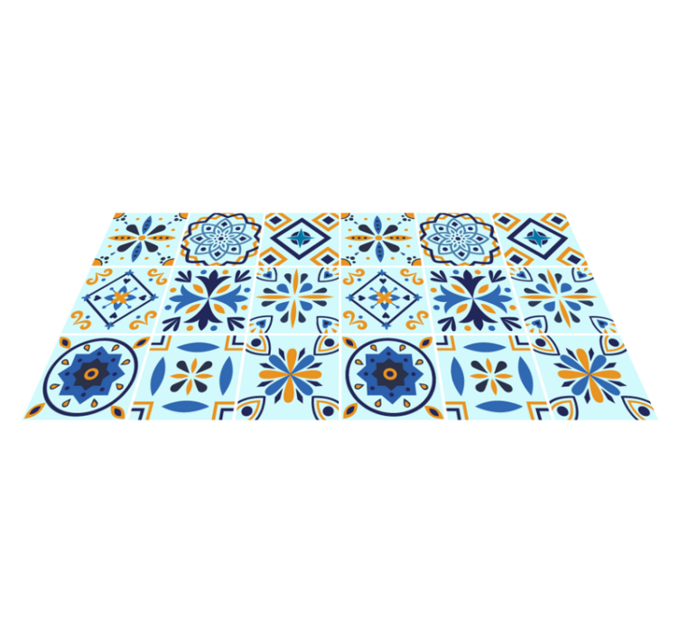 Blue background tiles pattern tile carpet - TenStickers
