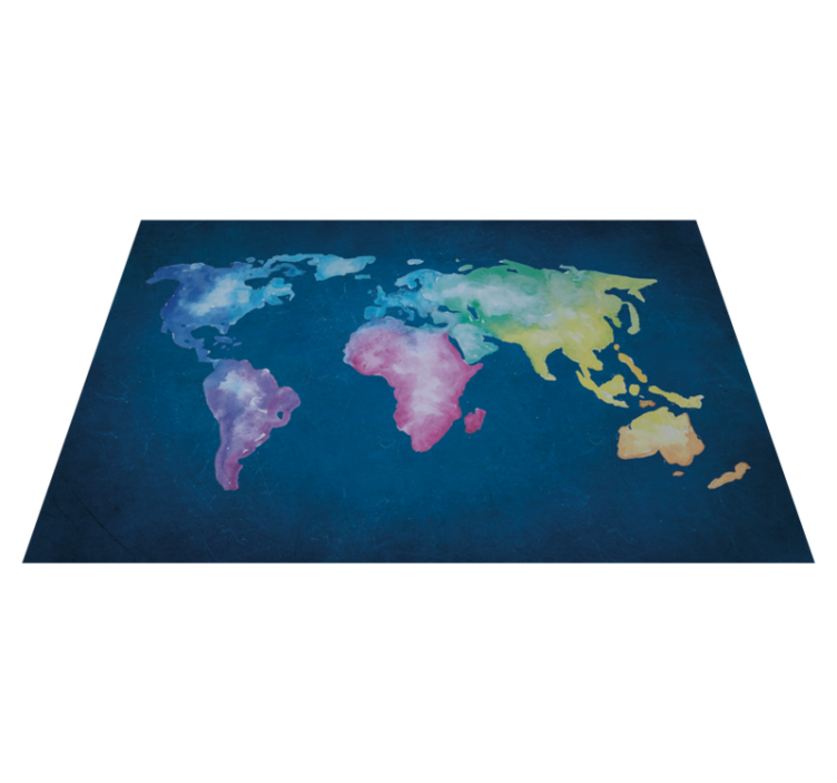 Artistic colorful blue background world map rug - TenStickers