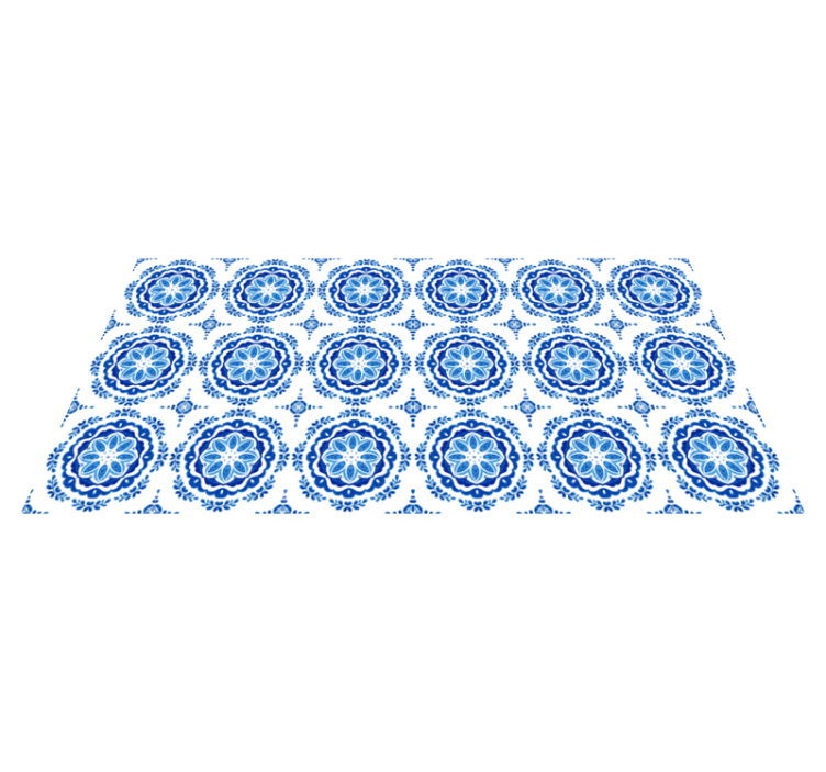 Azure blossom motifs kitchen vinyl rug - TenStickers