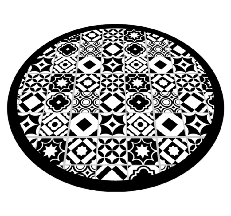 Mosaic vinyl rug in monochrome design - TenStickers