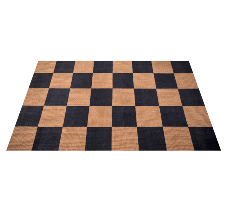 Brown checkered living room vinyl rug - TenStickers