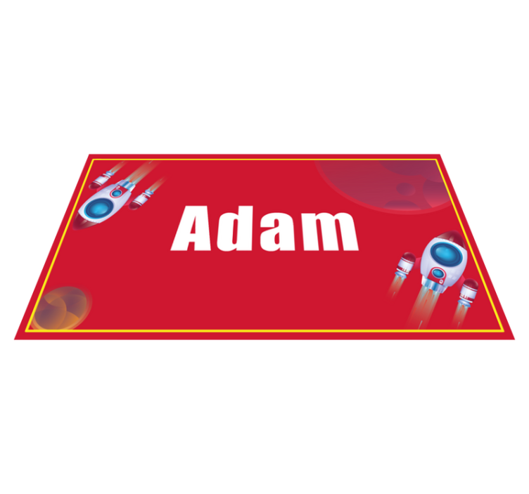 Rocket with custom name kids vinyl rug - TenStickers
