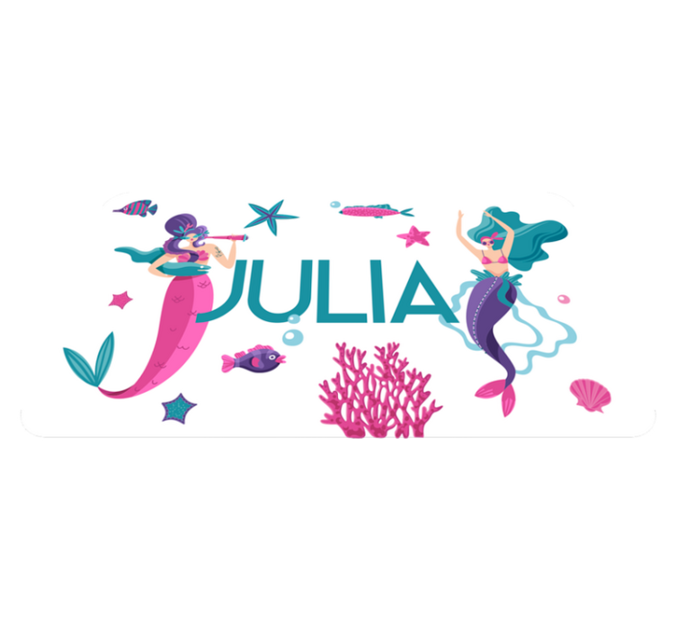 Mermaid adventure with name kids vinyl rug - TenStickers
