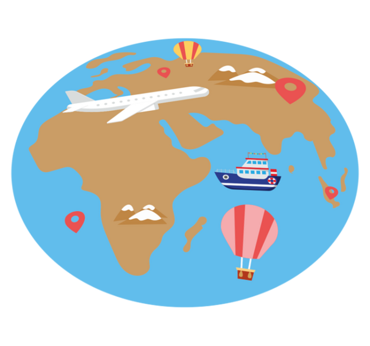 Travel Inspired Adventure world map vinyl rug - TenStickers