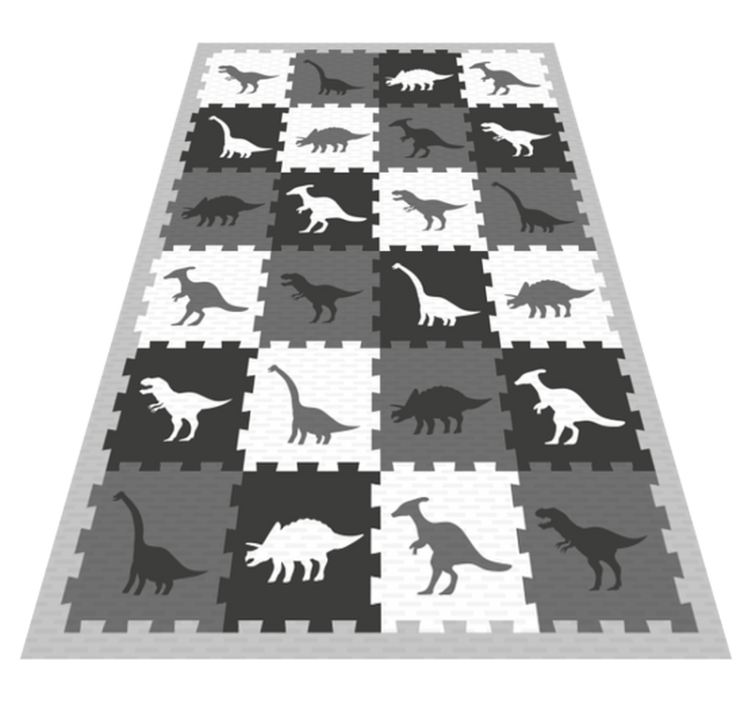 Grey dinosaur motif kids vinyl rug - TenStickers