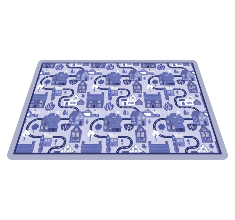 Blue townscape design road vinyl rug - TenStickers