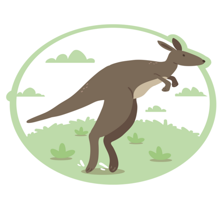 Jumping kangaroo cartoon animal rug - TenStickers