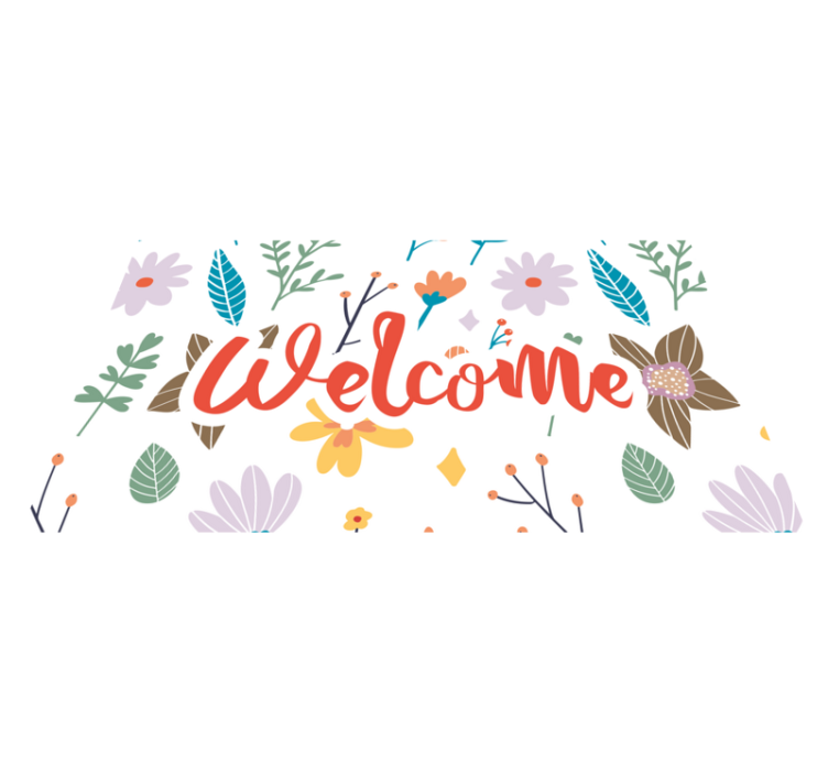 Welcome flower design entrance hall vinyl rug - TenStickers