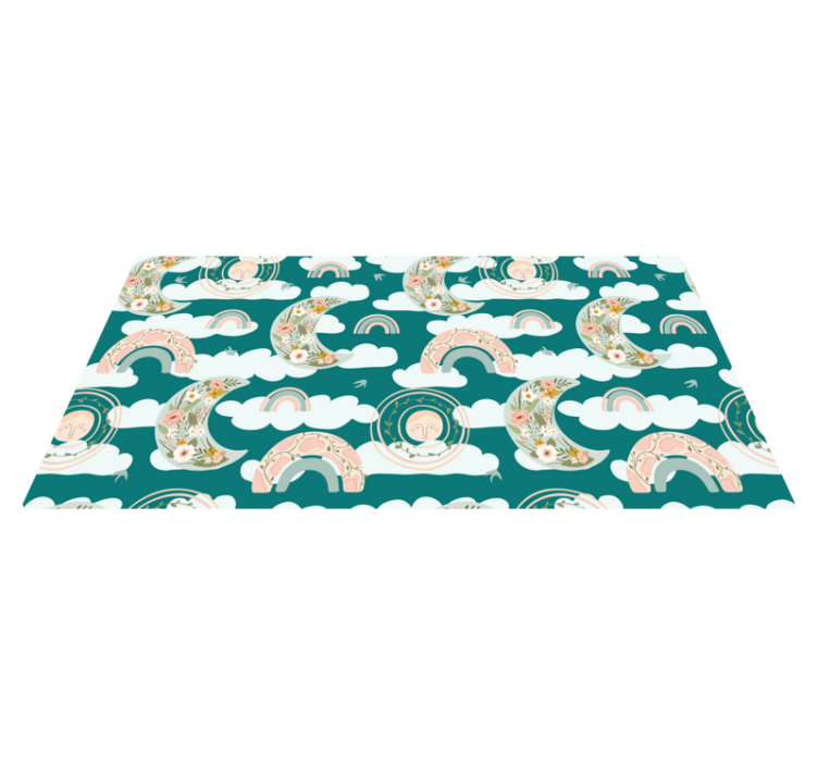 Floral Moon Rainbows kids vinyl rug - TenStickers