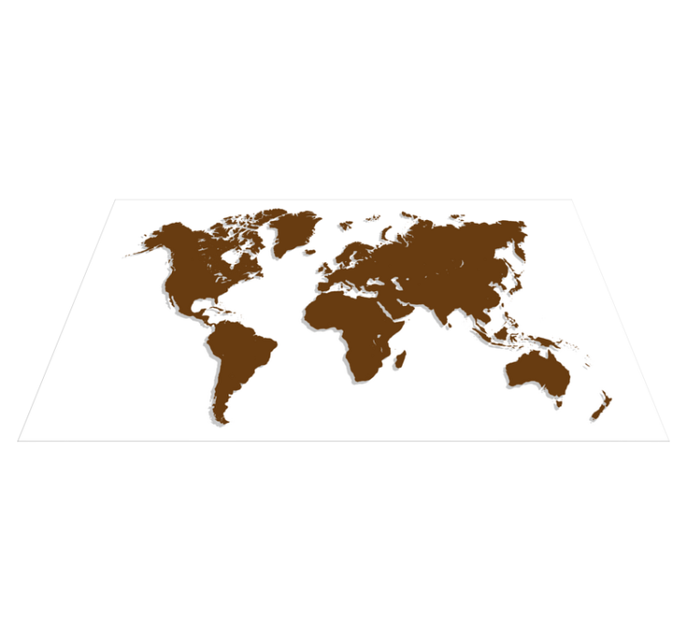 brown world map on white background rug - TenStickers