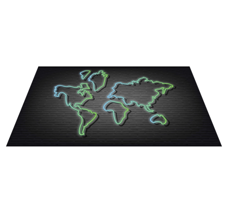 Neon Outline world map vinyl rug - TenStickers
