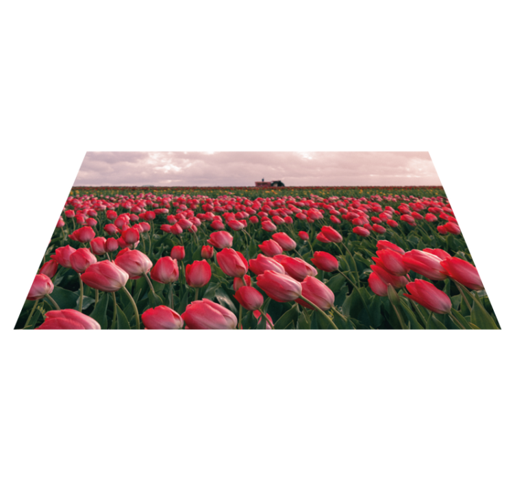 Vibrant Tulip Field nature vinyl rug - TenStickers