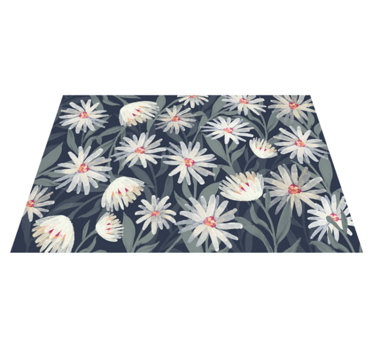 Floral vinyl rug floral white daisies - TenStickers