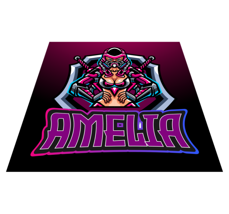 Gaming heroine with name teen vinyl rug - TenStickers