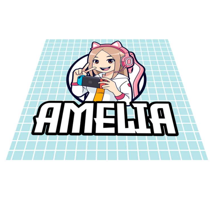 Gaming girl with name teen vinyl rug - TenStickers