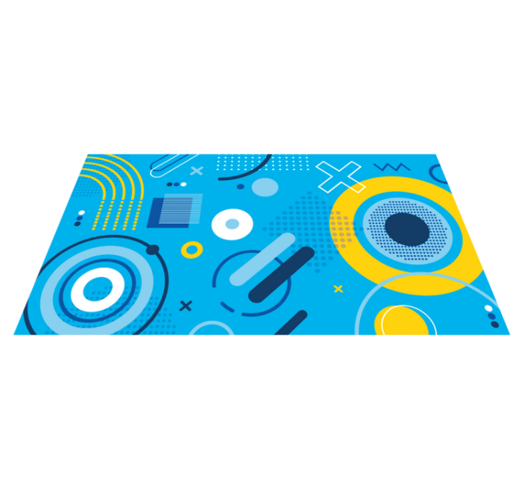 Blue modern motif geometric vinyl rug - TenStickers