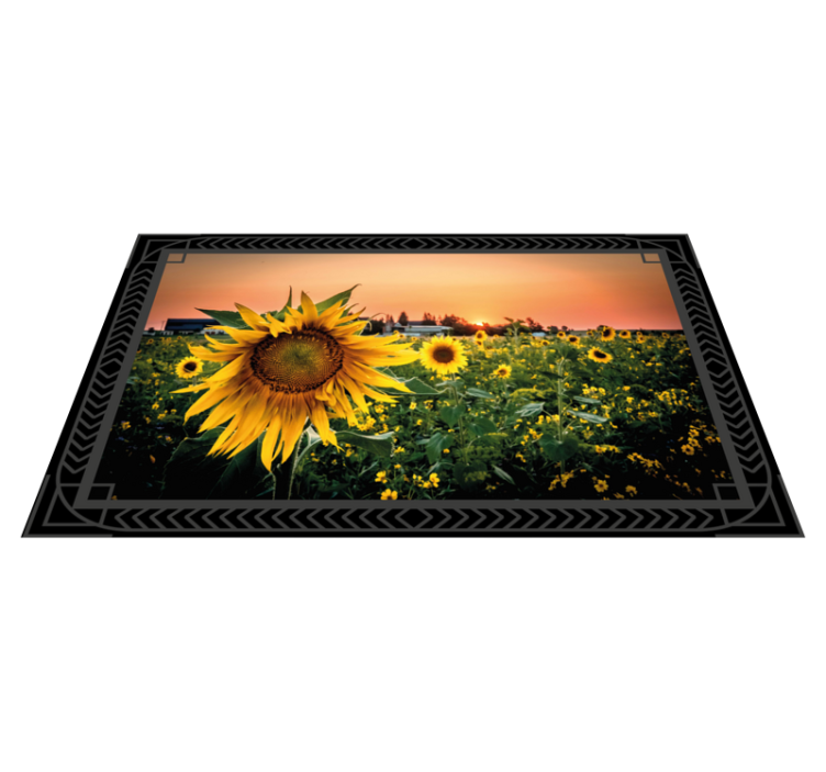 Sunflower sunset floral vinyl rug - TenStickers